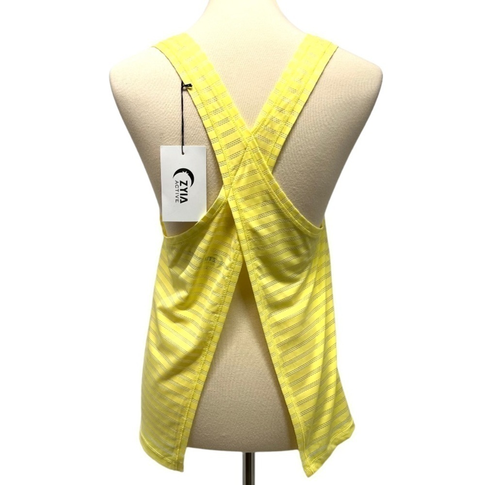 Zyia Active Lemon Nimbus Split Back Yellow Athletic Tank Top Women’s Large - Picture 7 of 14